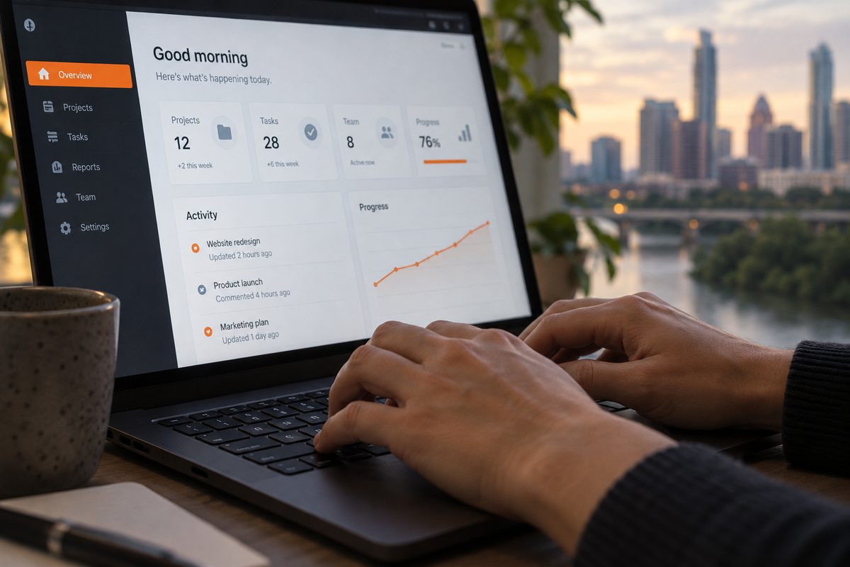 Hands using a keyboard to review a browser interface